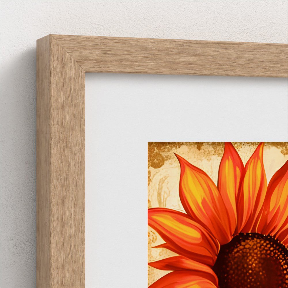 Framed Floral Themed Wall Decor, Sunflower Crop Print on Archival Paper in a Box Frame