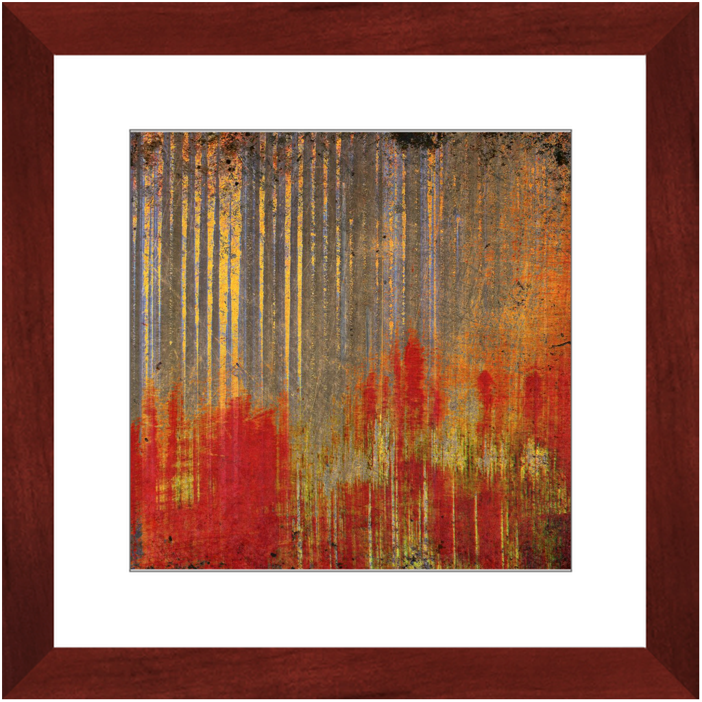 Rusted Corrugated Steel Print on Archival Paper in Cherry Color Wood Frame 12x12