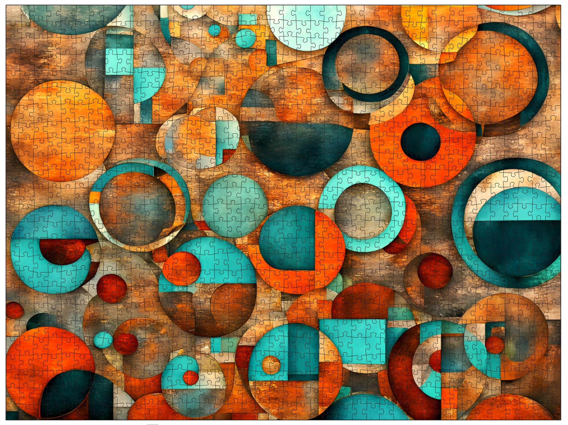 Colorful geometric pattern on a wooden background