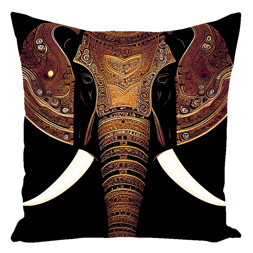 Indian Elephant Head With Parade Colors on Black Background front