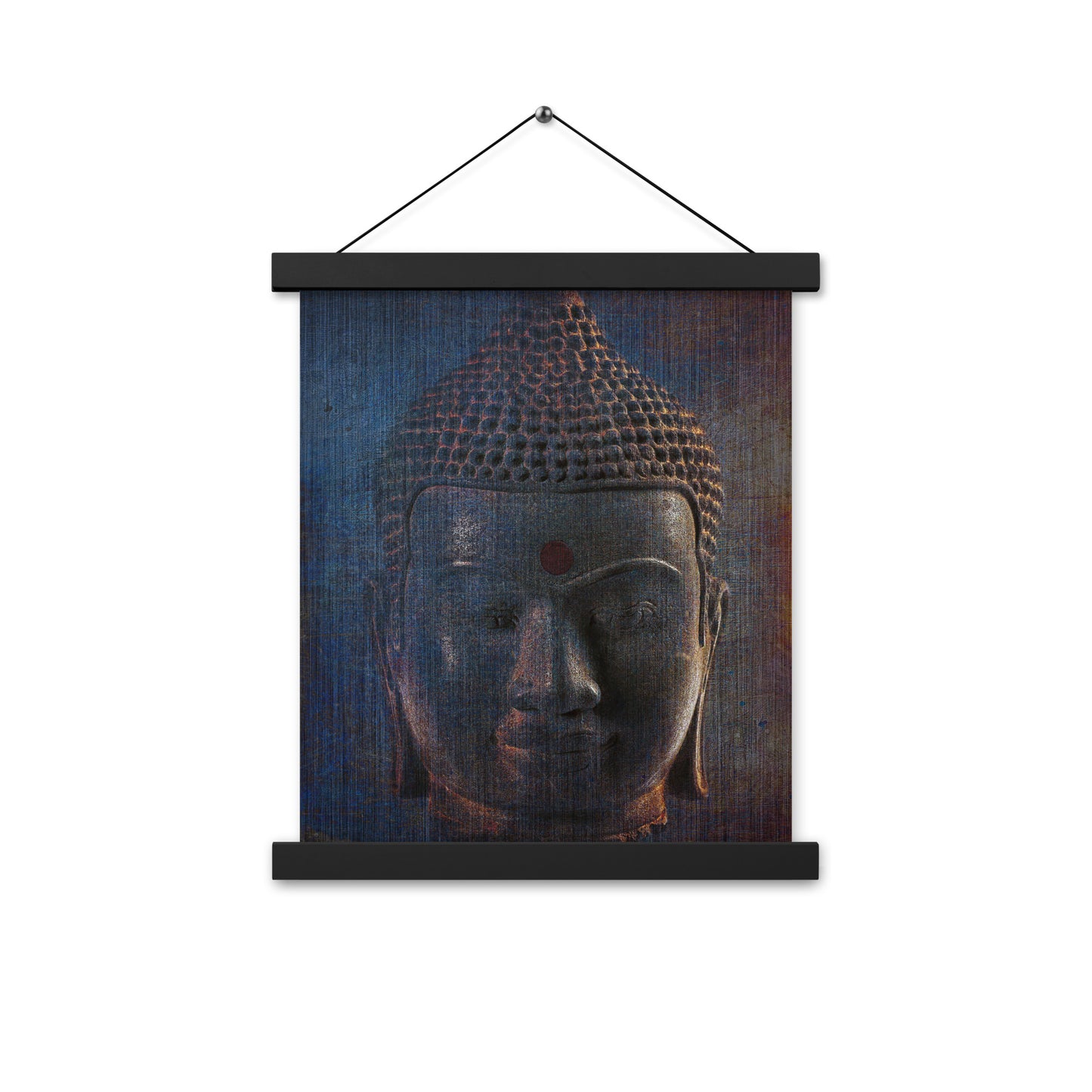 Spiritual and Meditation Wall Artwork Modern Art Blue Buddha Head Printed on Archival Paper with Magnetic Wood Hangers 11x14
