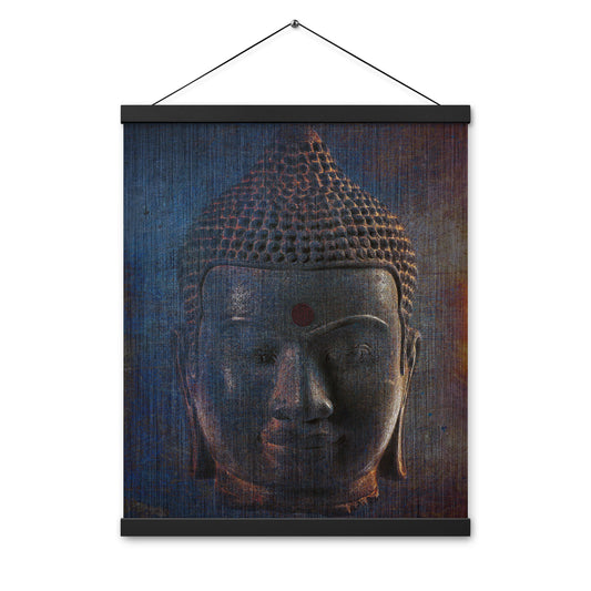 Spiritual and Meditation Wall Artwork Modern Art Blue Buddha Head Printed on Archival Paper with Magnetic Wood Hangers 16x20