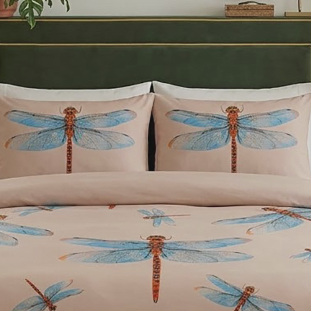 Beige Duvet Cover Dragonfly video demo