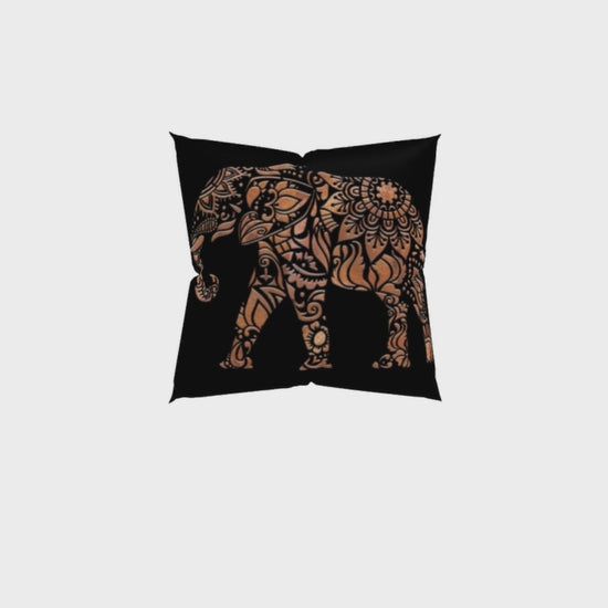 Double Sided Copper Color Elephant and Om Symbol Mandala style on Black Background front and back video demo