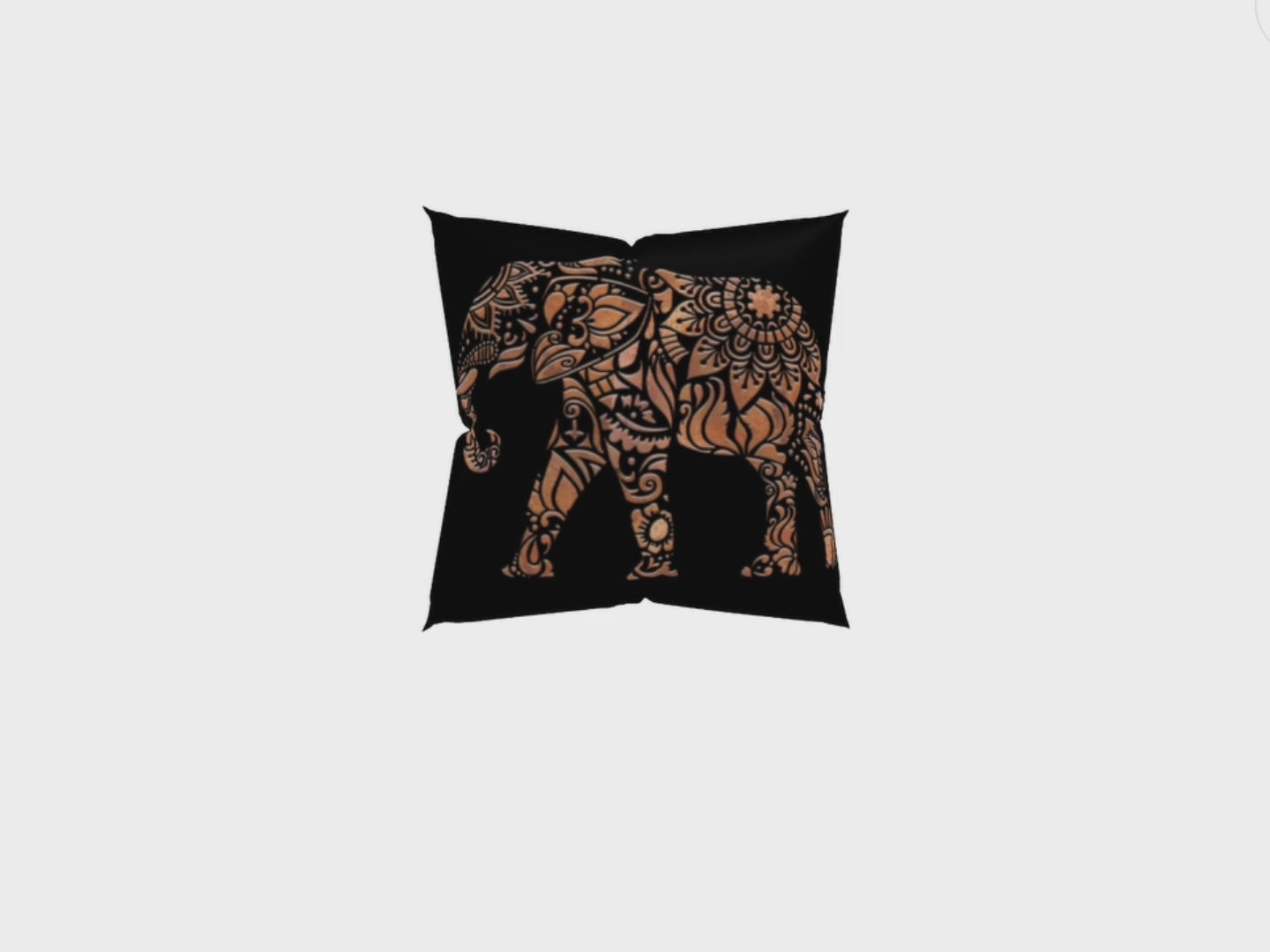 Double Sided Copper Color Elephant and Om Symbol Mandala style on Black Background front and back video demo