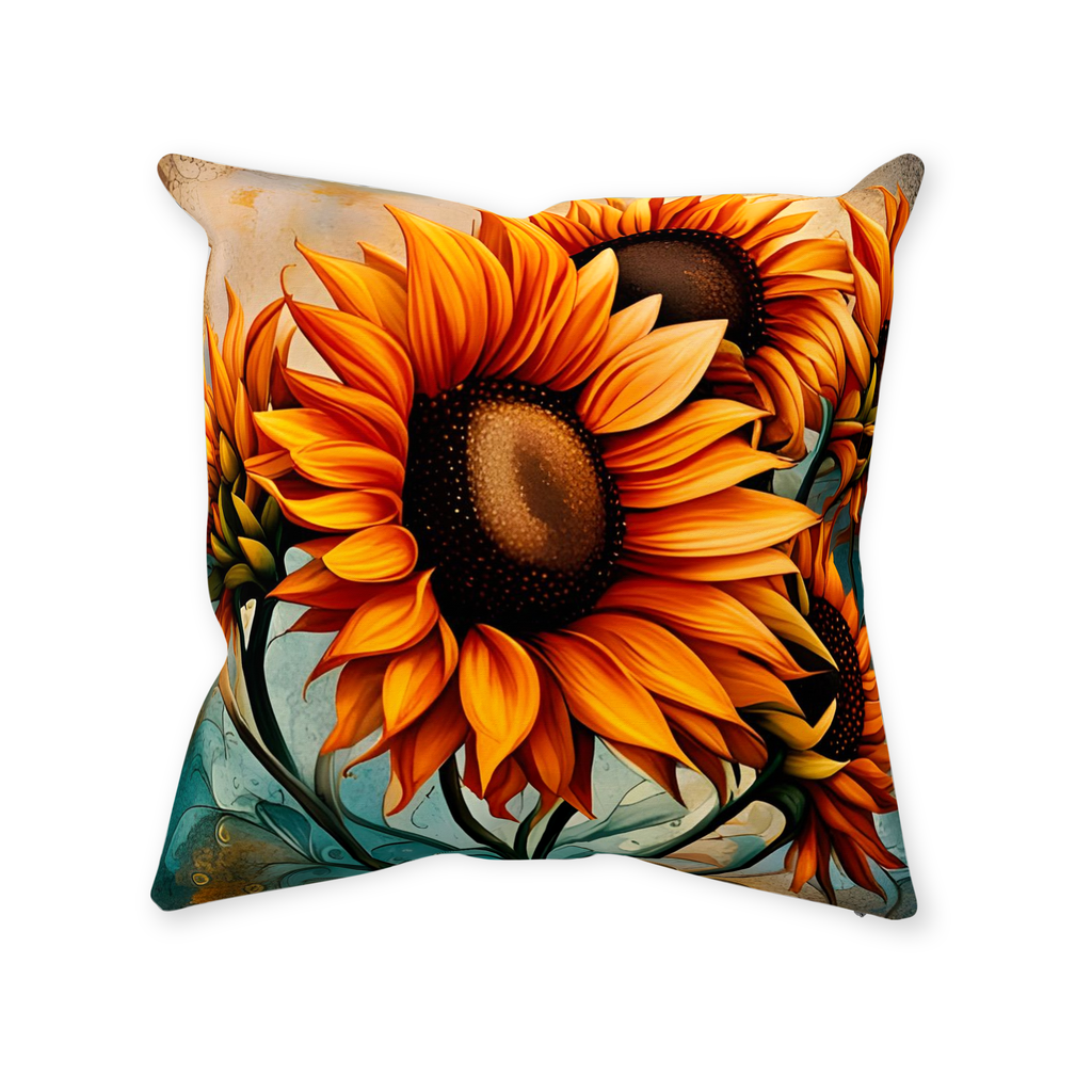 Sunflower Crop on Distressed Blue and Copper Background Print - 3 Sizes Available