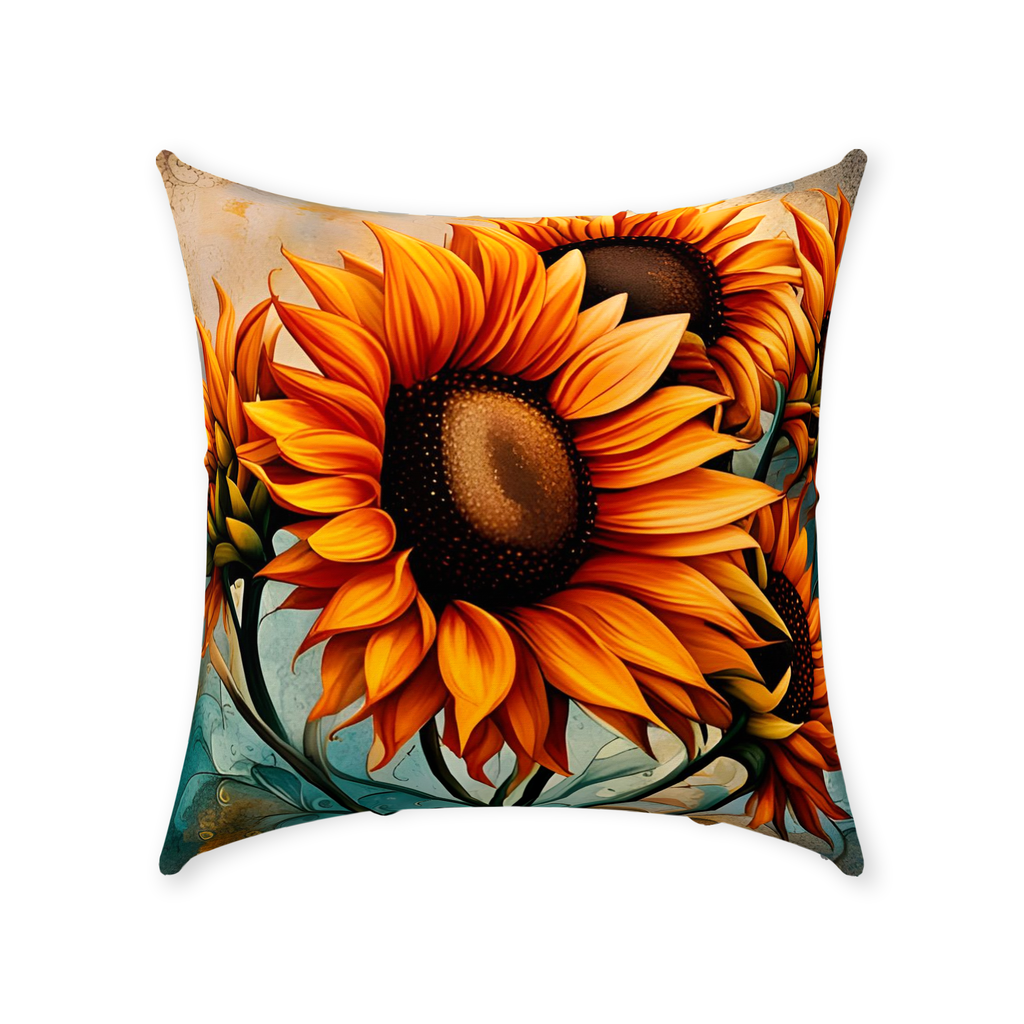 Sunflower Crop on Distressed Blue and Copper Background Print - front
