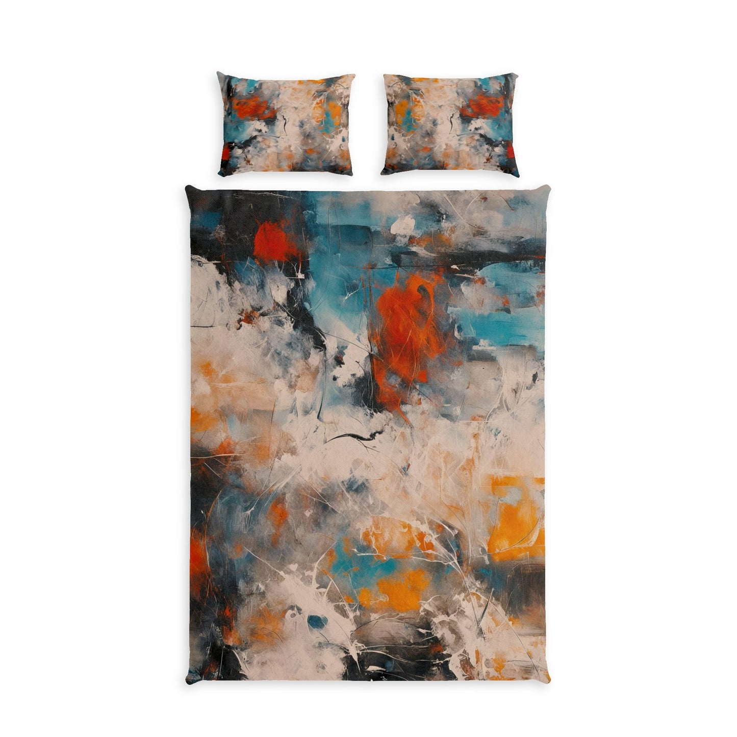 Modern Art Themed, Colorful Cotton Bedding Set, One Duvet Cover, Two Pillow Shams