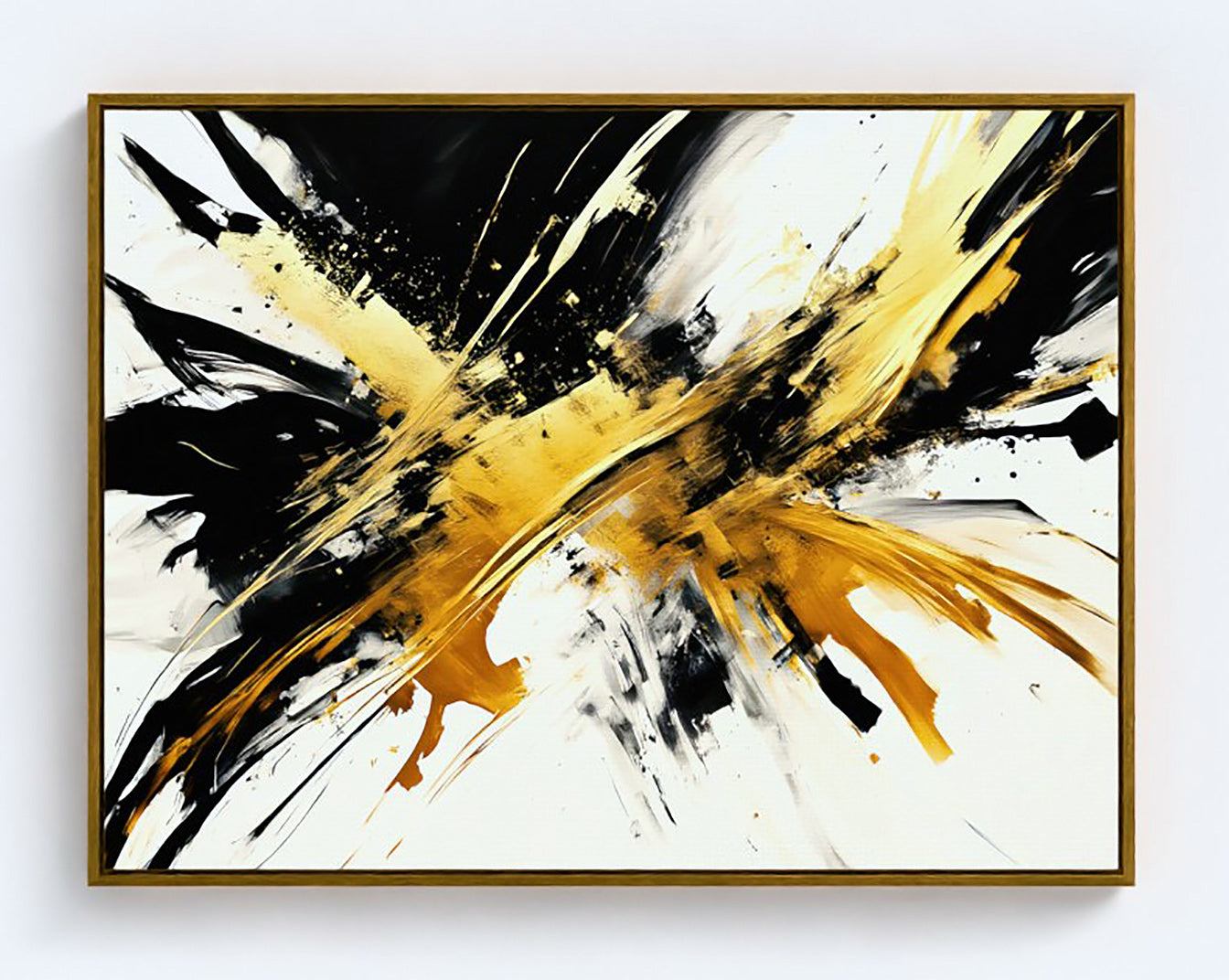 Striking Gold Print on Canvas in a Gold Color Floating Frame