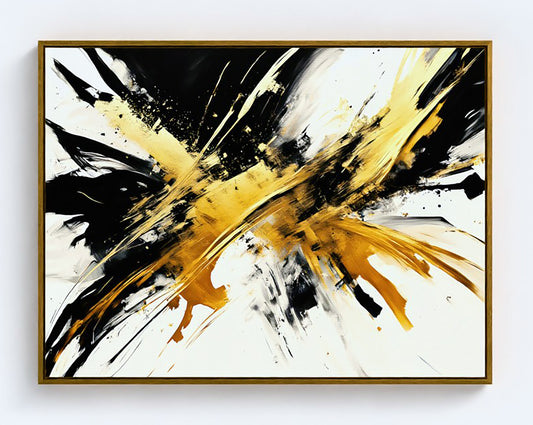 Striking Gold Print on Canvas in a Gold Color Floating Frame