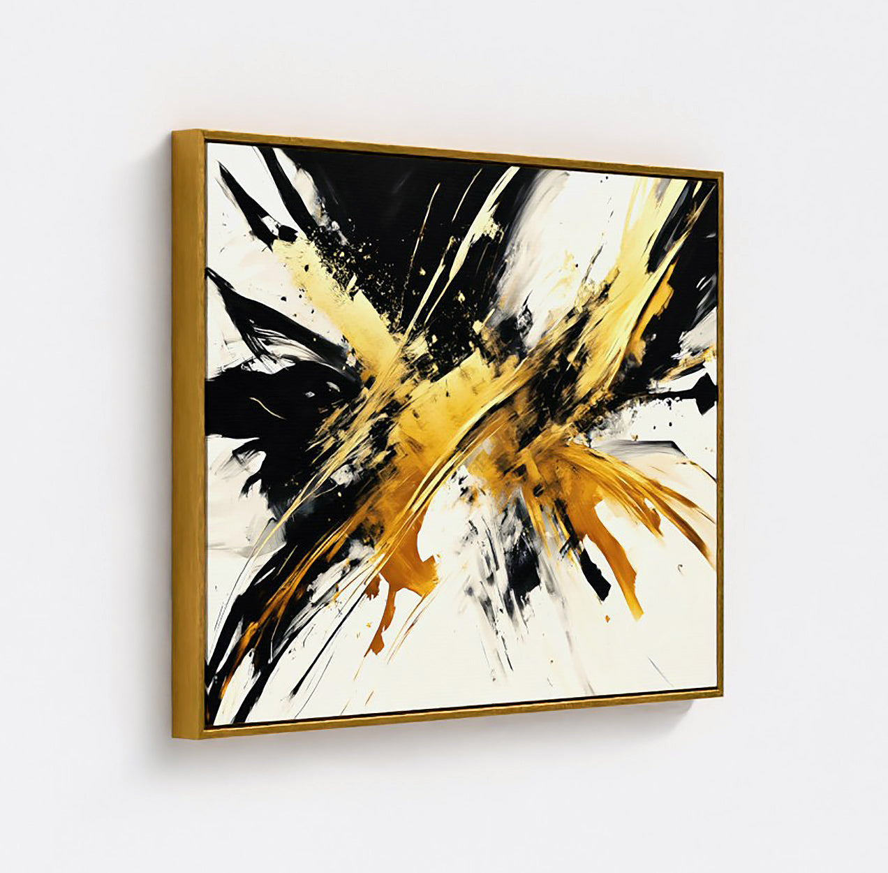 Striking Gold Print on Canvas in a Gold Color Floating Frame