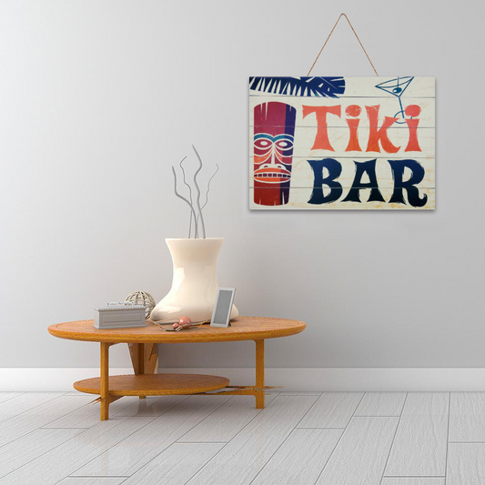 Aloha Tiki Bar Horizontal Print on Wood 14" x 10" hung