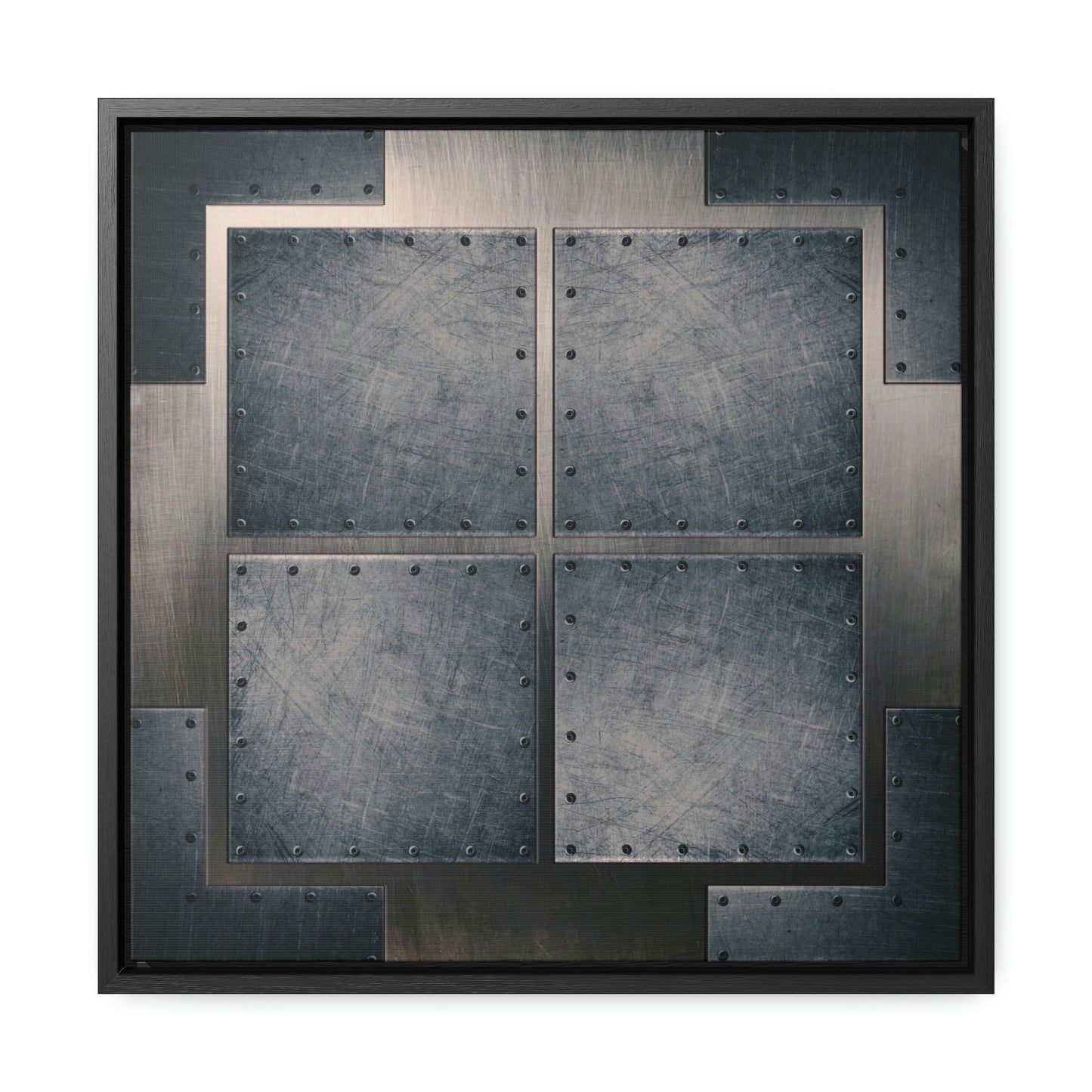 Industrial Themed Wall Decor - Distressed Steel Sheets Print on Canvas in a Floating Frame