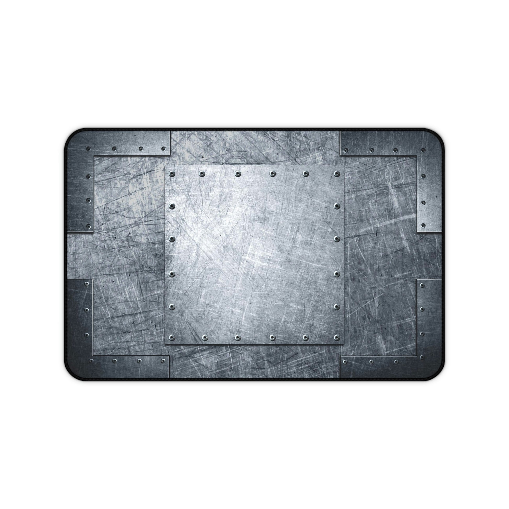 Industrial Themed Desk Accessories - Riveted Steel Sheets Print on Neoprene Desk Mat 12 by 18