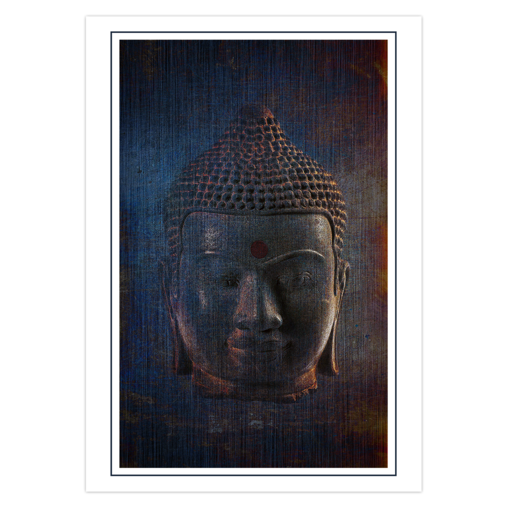 Blue Buddha Head Greeting Cards With Gratitude Message - Buddha Themed Stationery and Cards