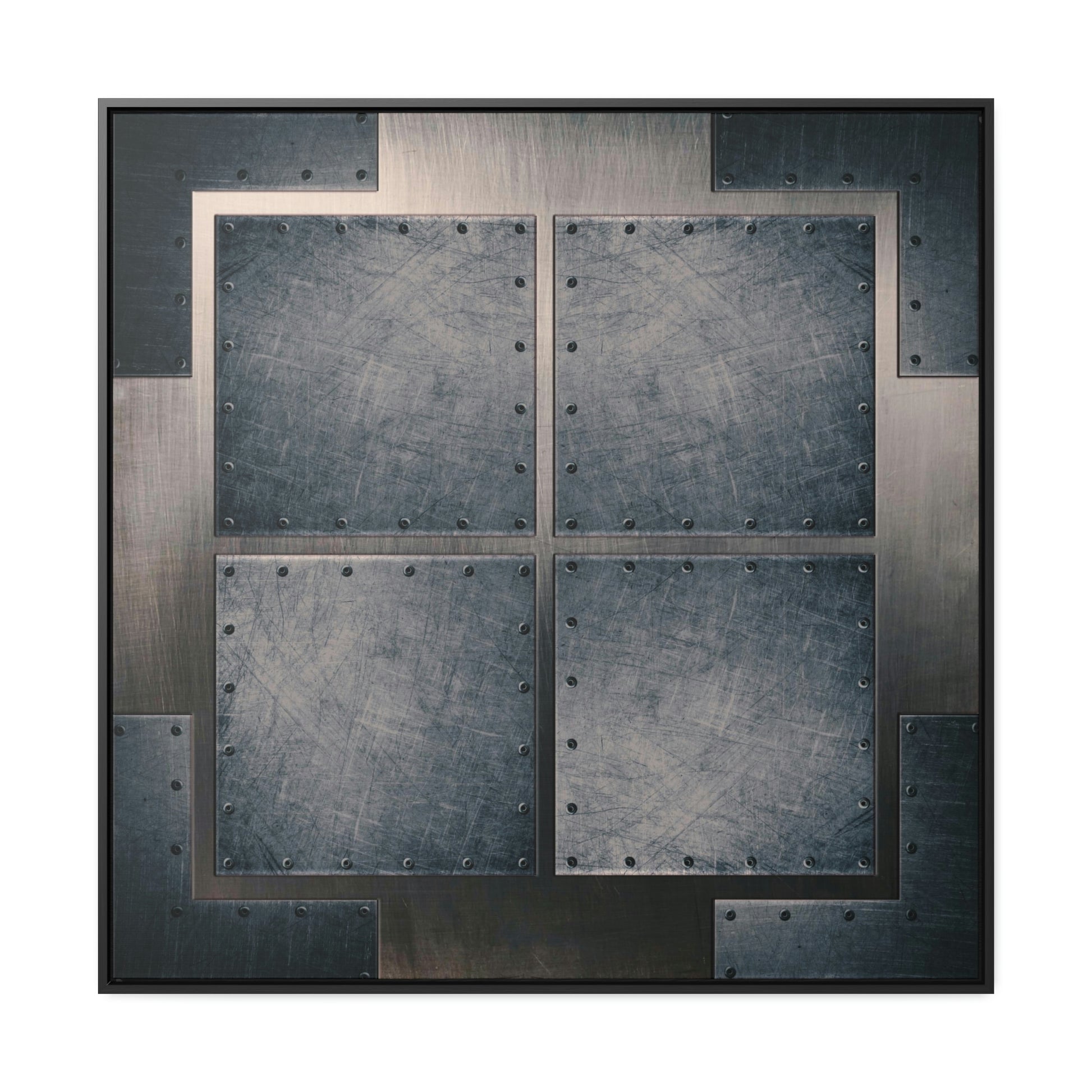 Industrial Themed Wall Decor - Distressed Steel Sheets Print on Canvas in a Floating Frame 5 sizes available