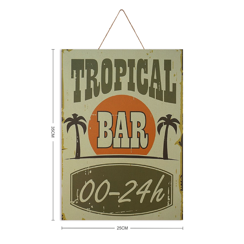 Tropical Bar Print on Wood 10" x 14" - Man Cave and Tiki Bar Decor with dimension