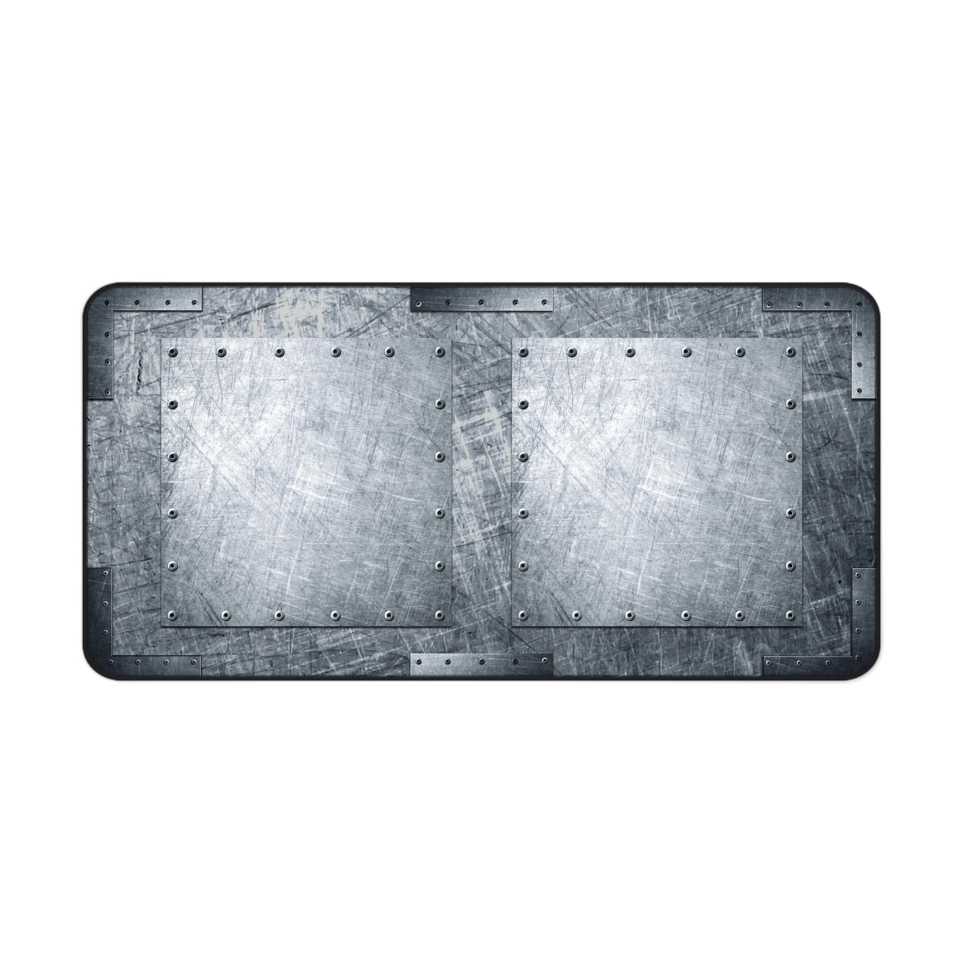 Industrial Themed Desk Accessories - Riveted Steel Sheets Print on Neoprene Desk Mat 15.5 by 31