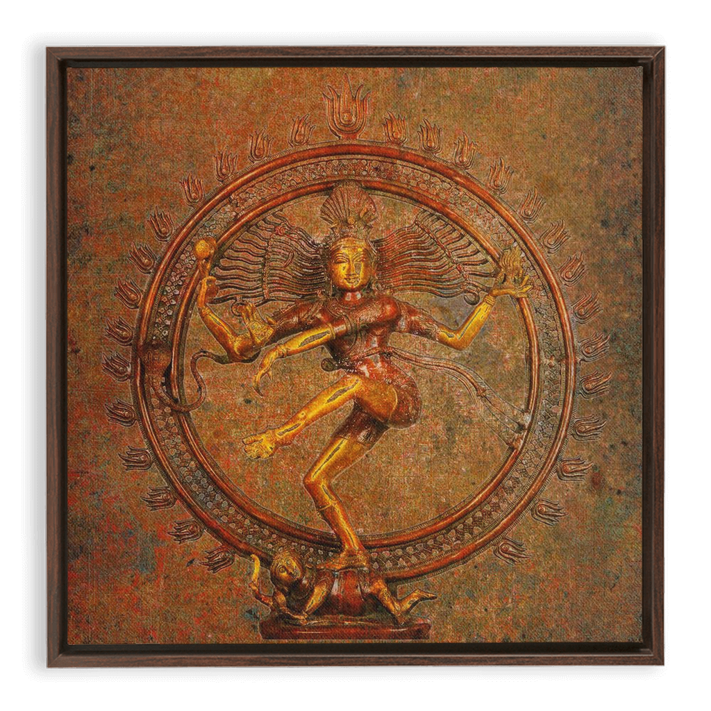 Shiva on a distressed background Floating Frame Canvas