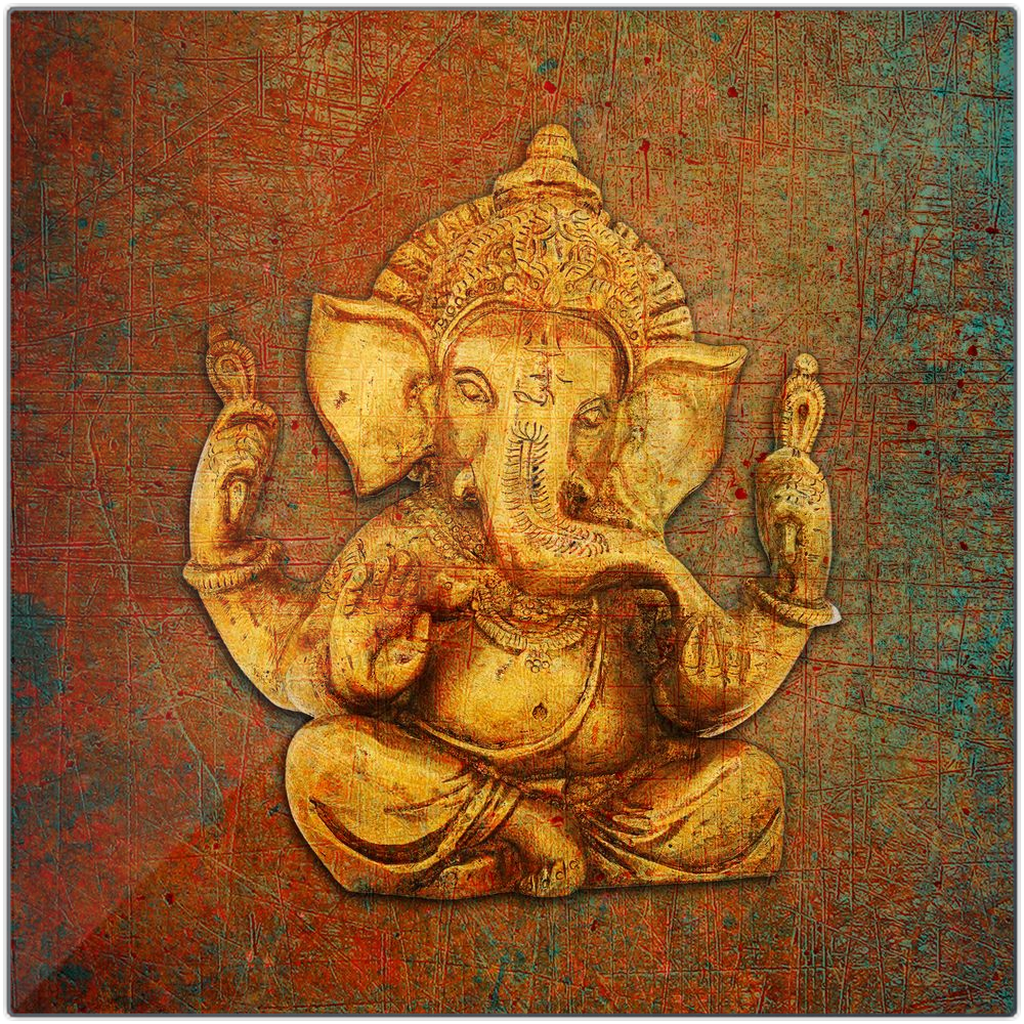 Ganesha on a Distressed Background Printed on Eco-Friendly Recycled Aluminum 12x12