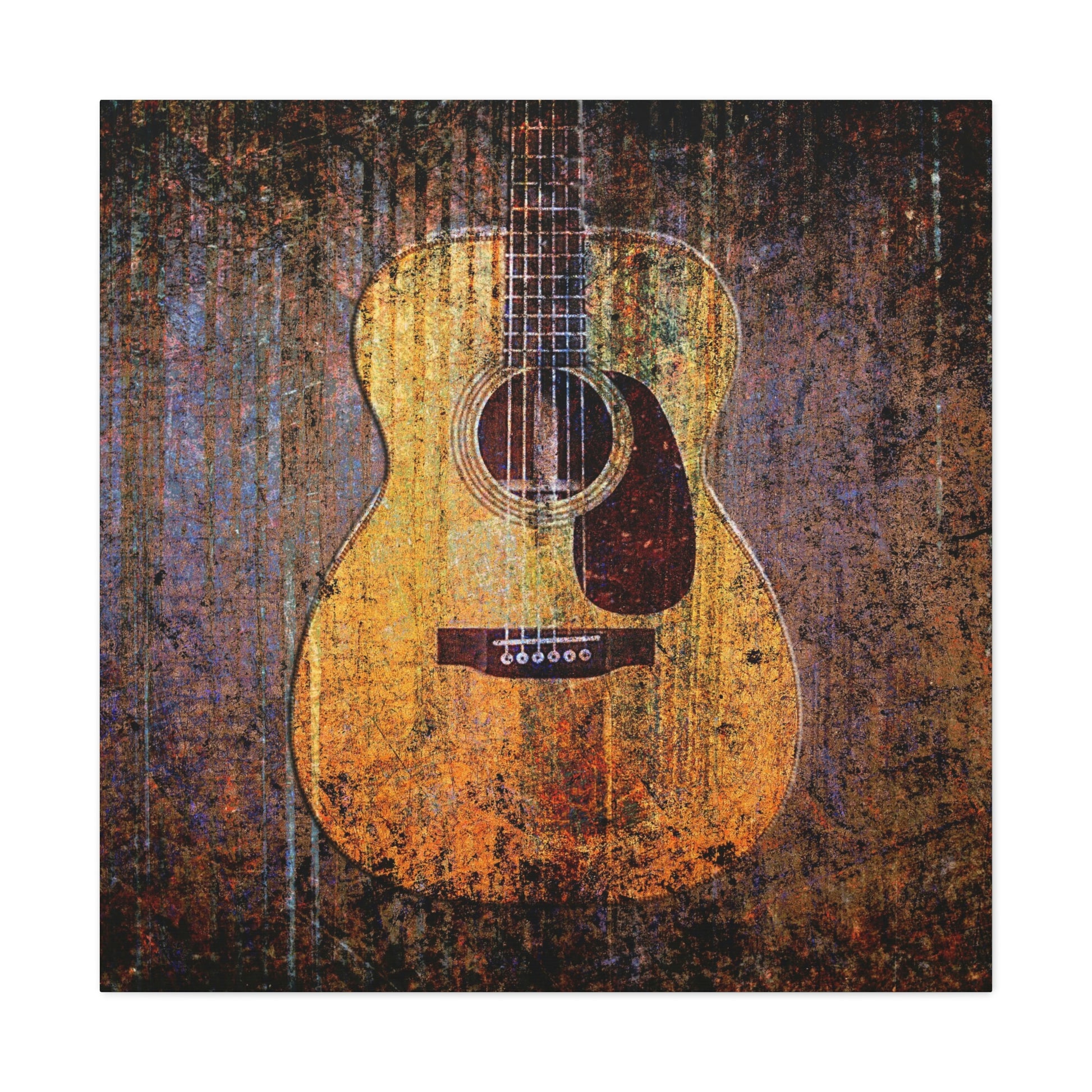 Gift for Guitarists and Musicians Acoustic Guitar Print on Unframed Stretched Canvas 5 sizes available