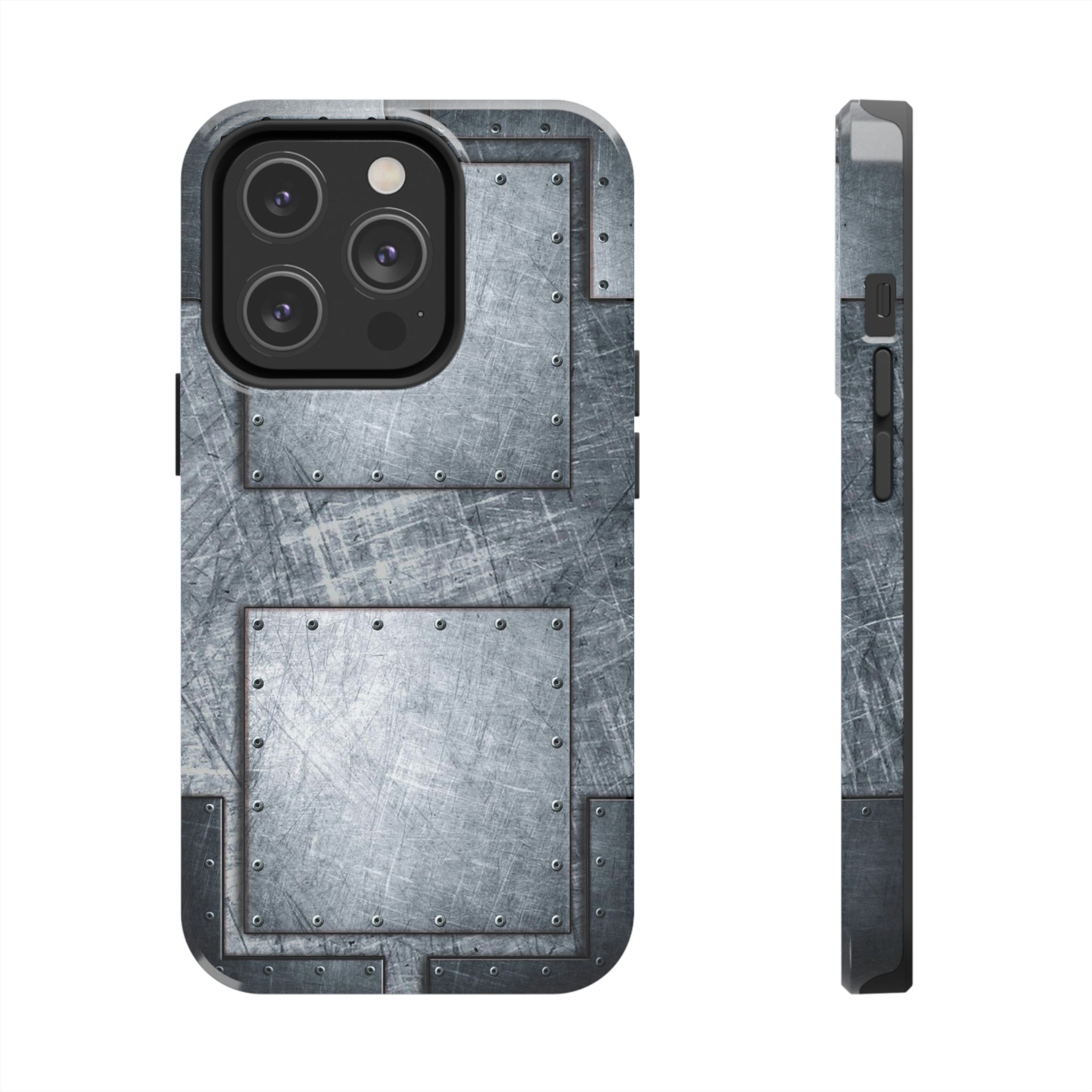 Steampunk Industrial Themed Tough Case for iPhone 14 Distressed Riveted Metal Plates Print Phone Case