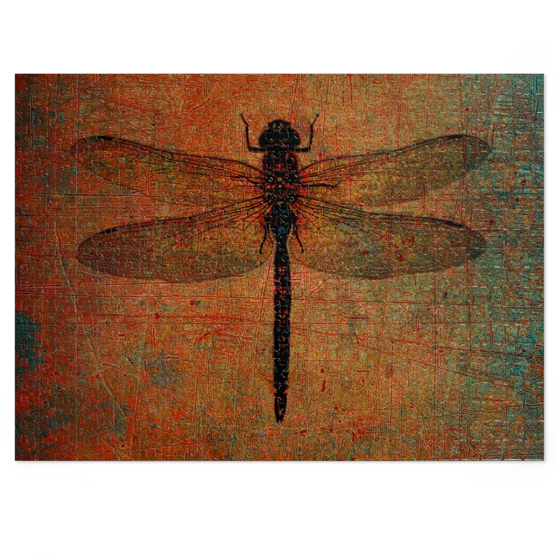 Dragonfly on Brown Stone Background Puzzle 500 pieces