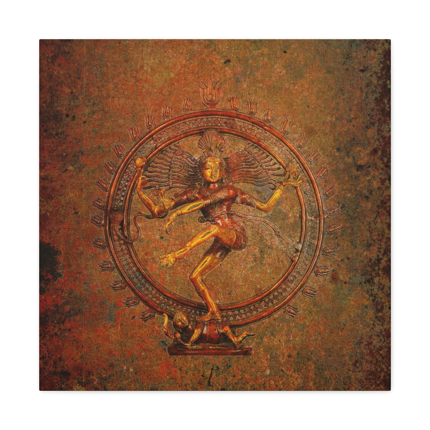 Deities Themed Art Work - Shiva on a Distressed Background Print on Unframed Stretched Canvas