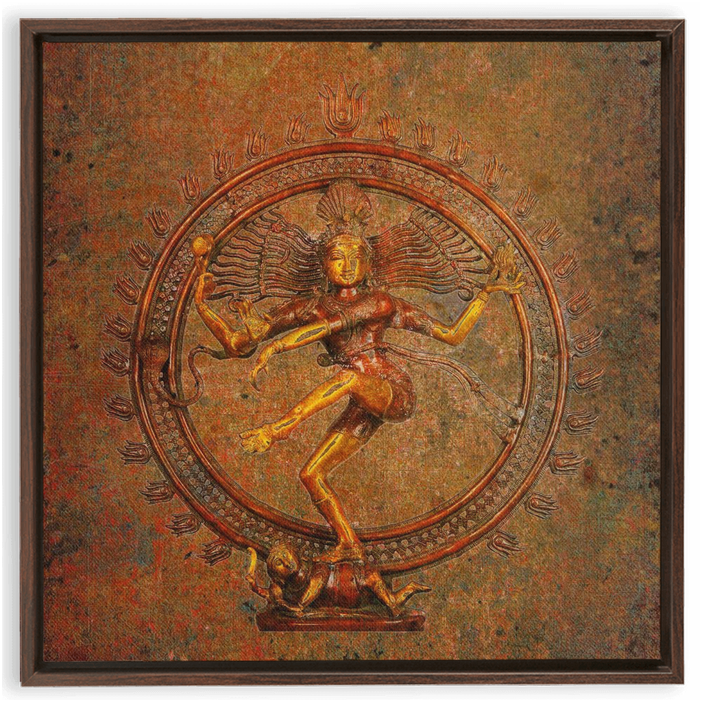 Shiva on a distressed background Floating Frame Canvas