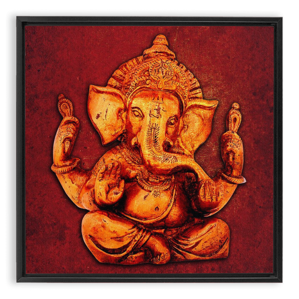 Ganesha on a distressed Red background  Floating Frame Canvas