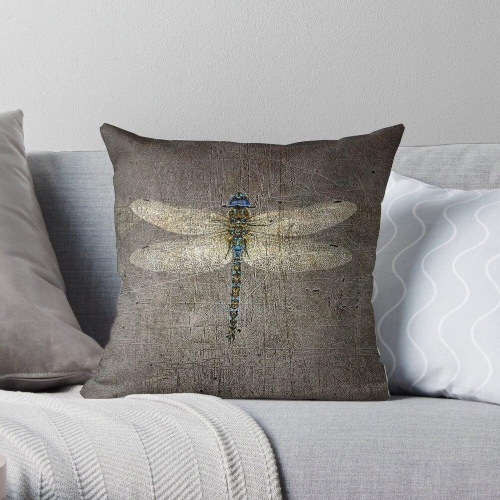  Dragonfly on Distressed Gray Background front on sofa