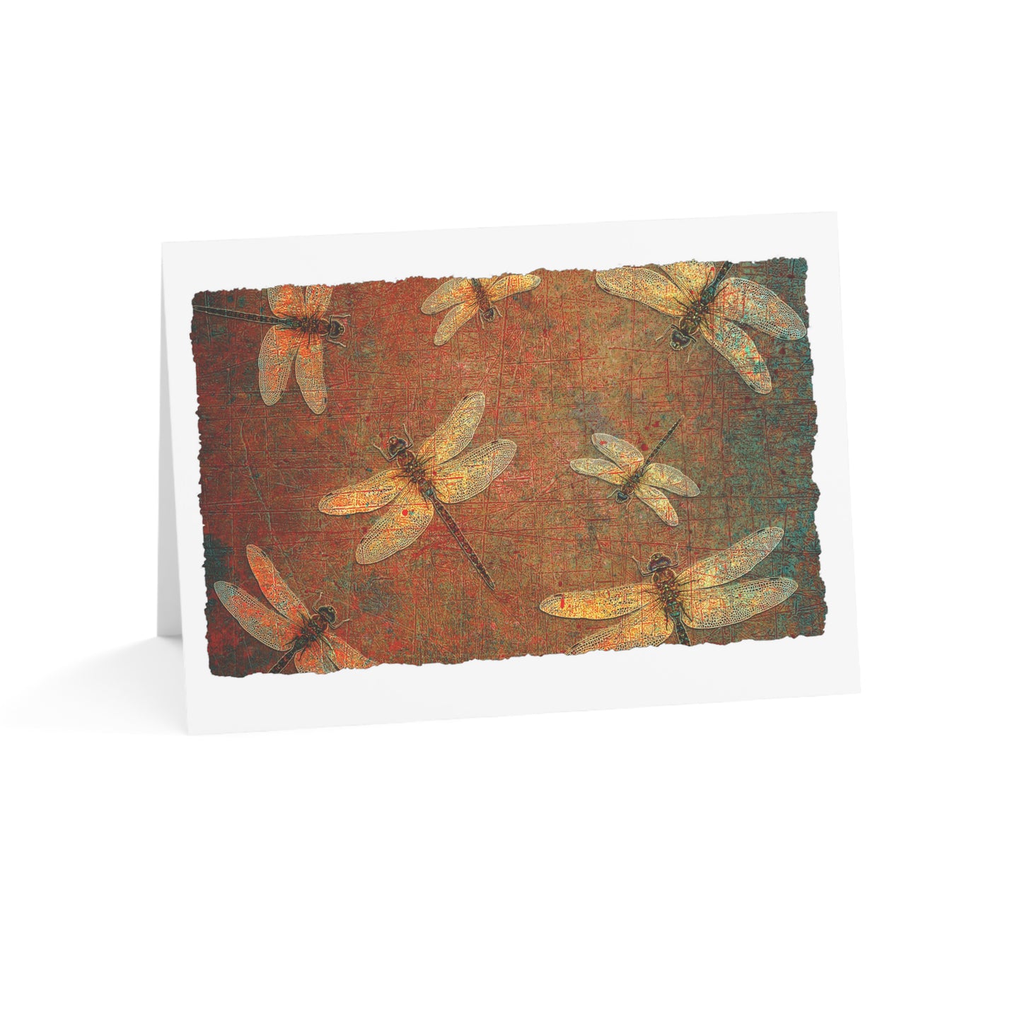 Dragonfly Print Greeting Cards Golden Dragonflies Stationery and Blank Cards side view