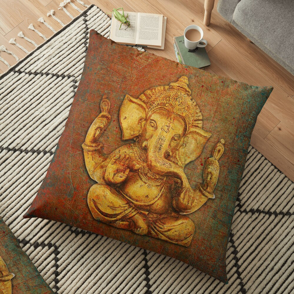 Hindu Goddess Ganesha on a distressed background on rug