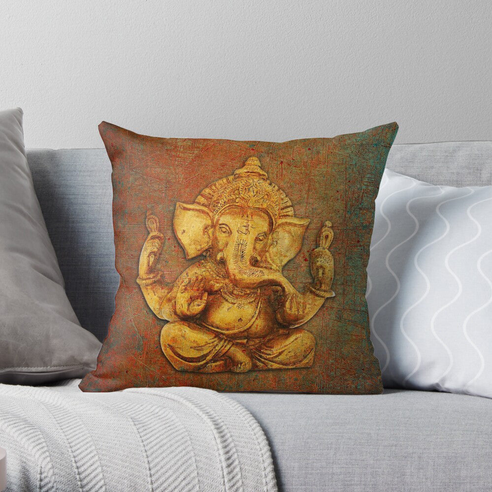 Hindu Goddess Ganesha on a distressed background on sofa