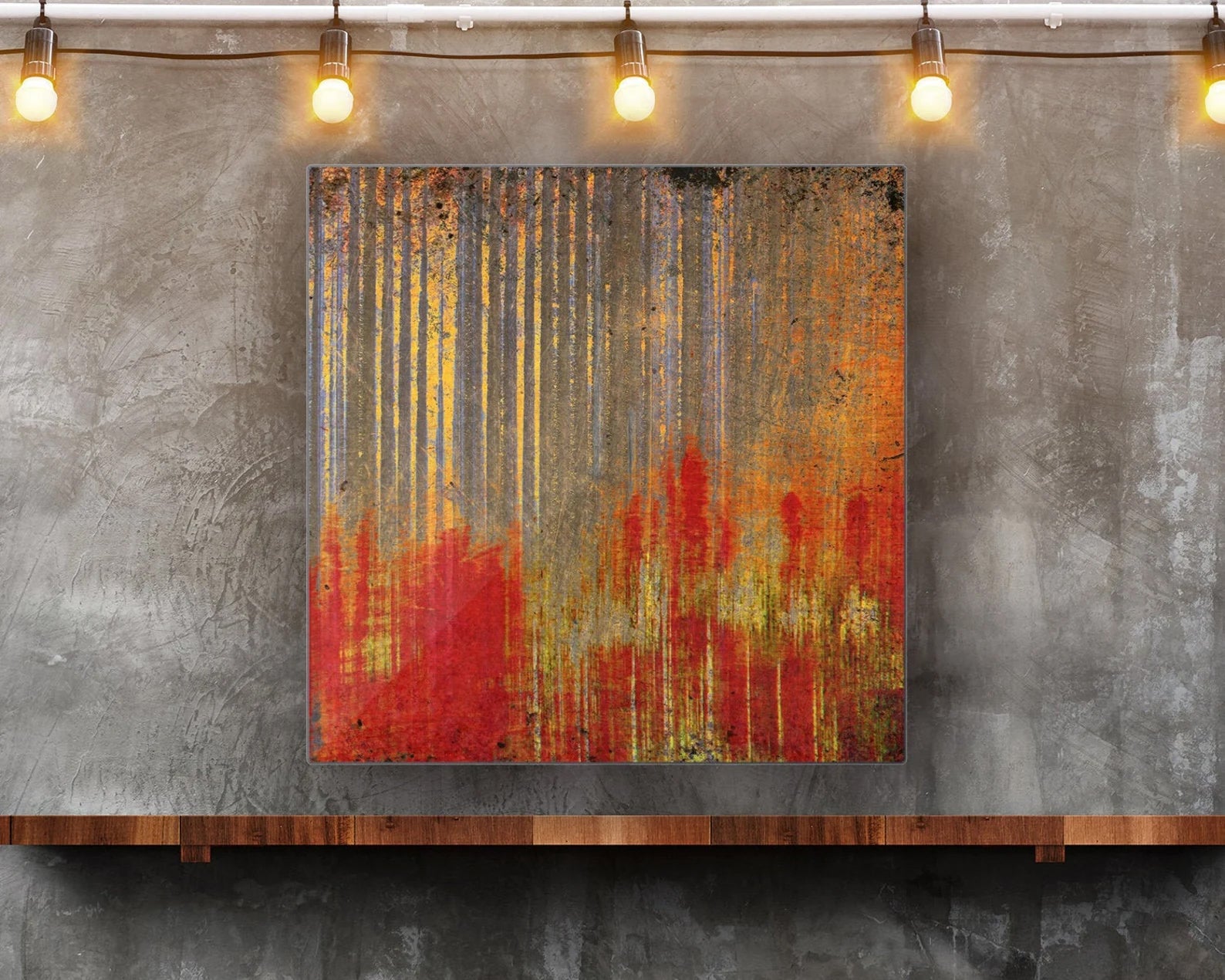 Modern Art Corrugated Rust Printed on Eco-Friendly Recycled Aluminum hung