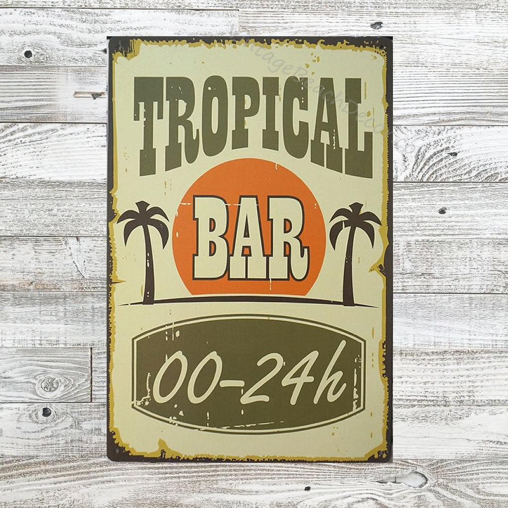 Beach Themed Tin Signs for Man Cave, Tiki Bar and Beach House decoration