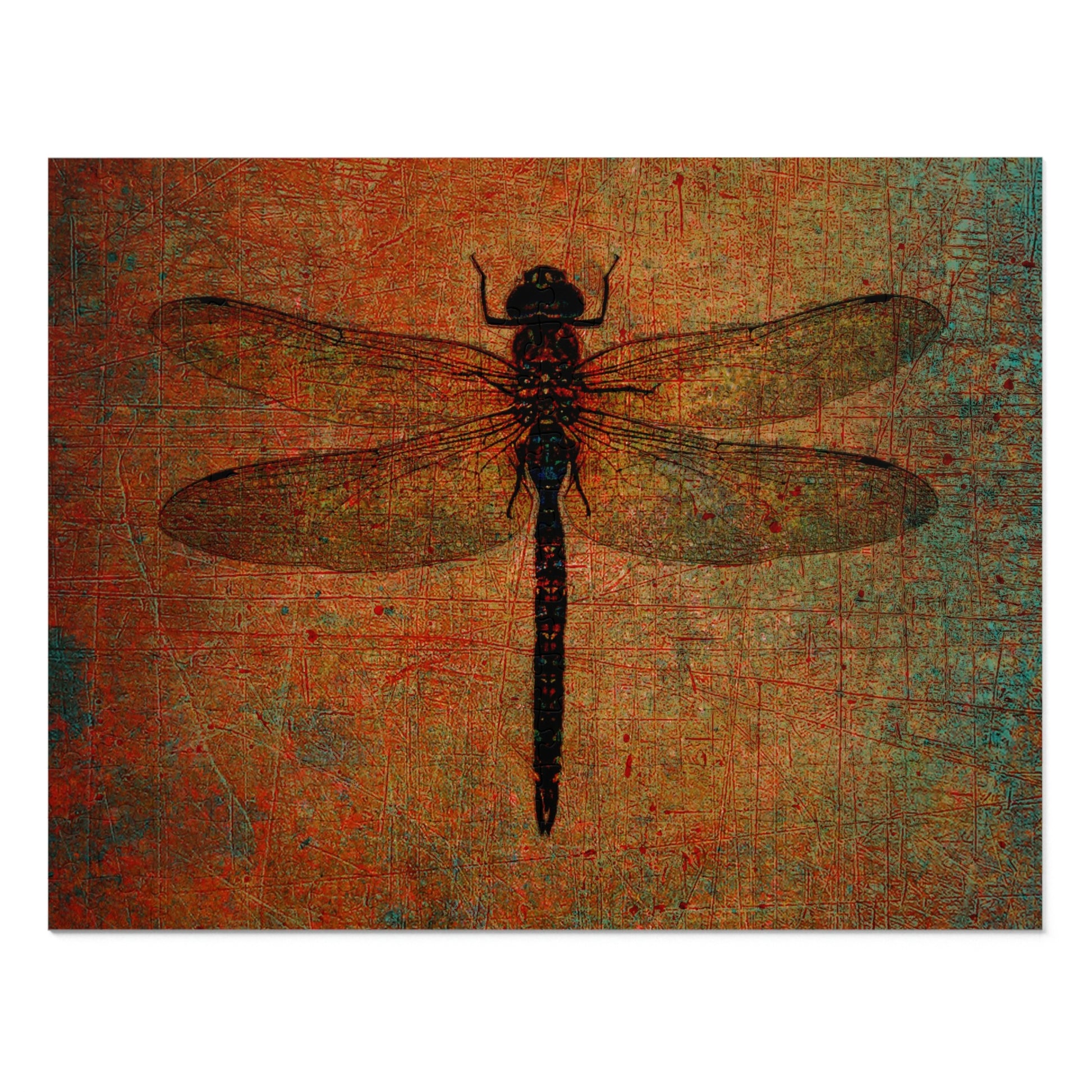 Dragonfly on Brown Stone Background Puzzle 250 pieces