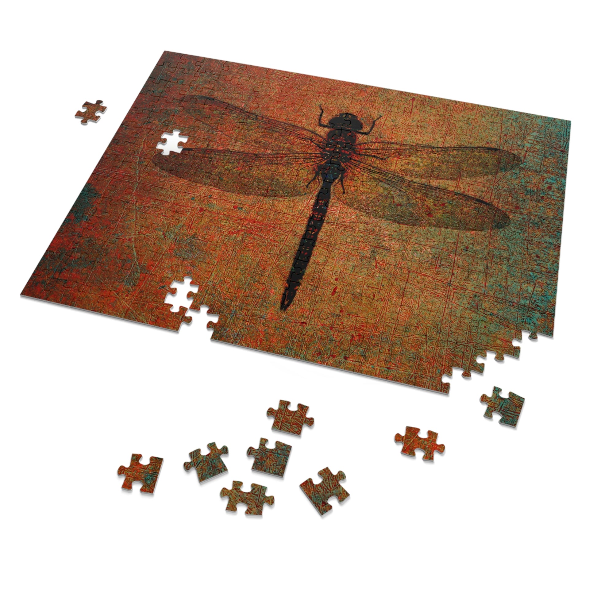 Dragonfly on Brown Stone Background Puzzle 250 pieces in progress