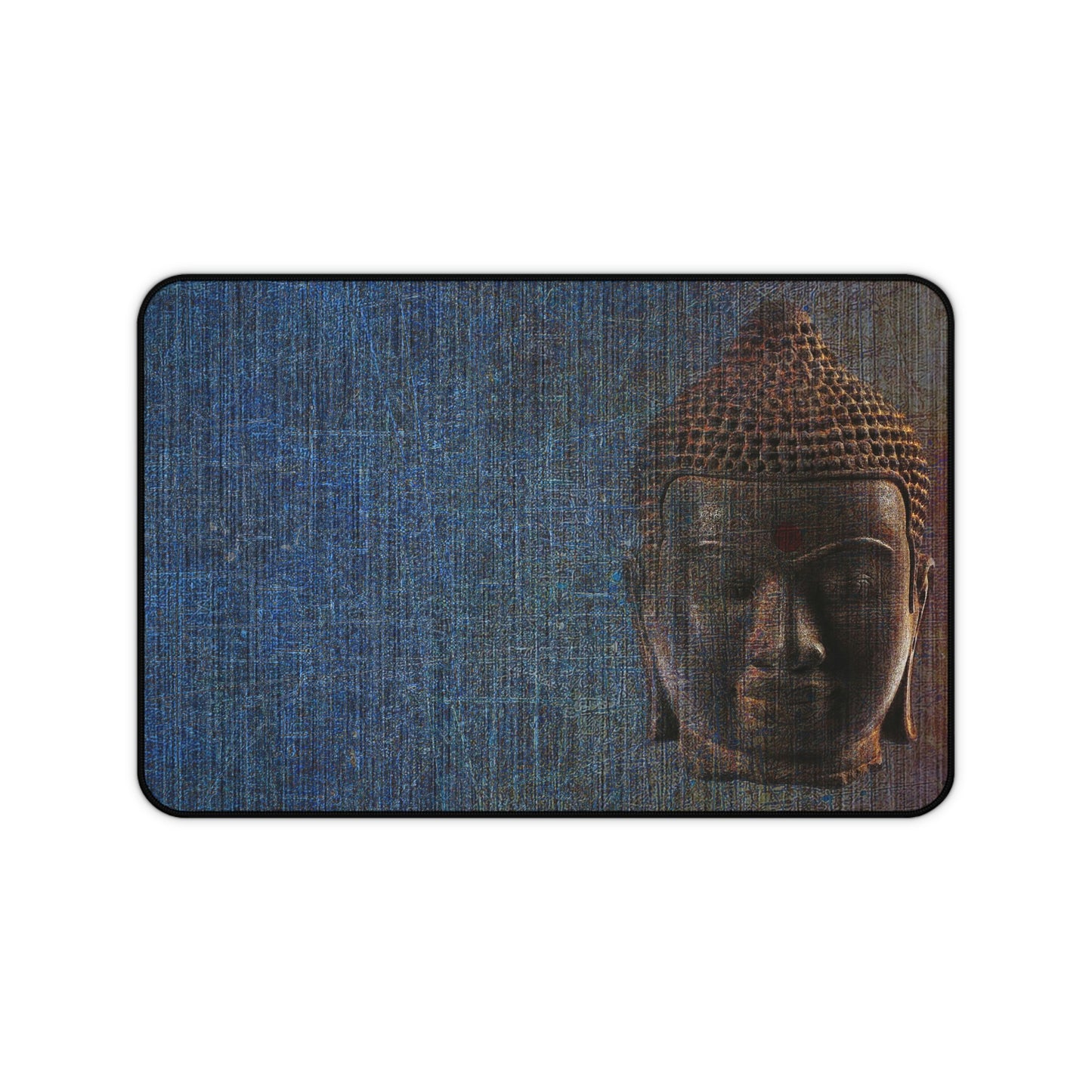 Buddha Themed Desk Accessories - Blue Buddha Head Neoprene Desk mat 12 by 18