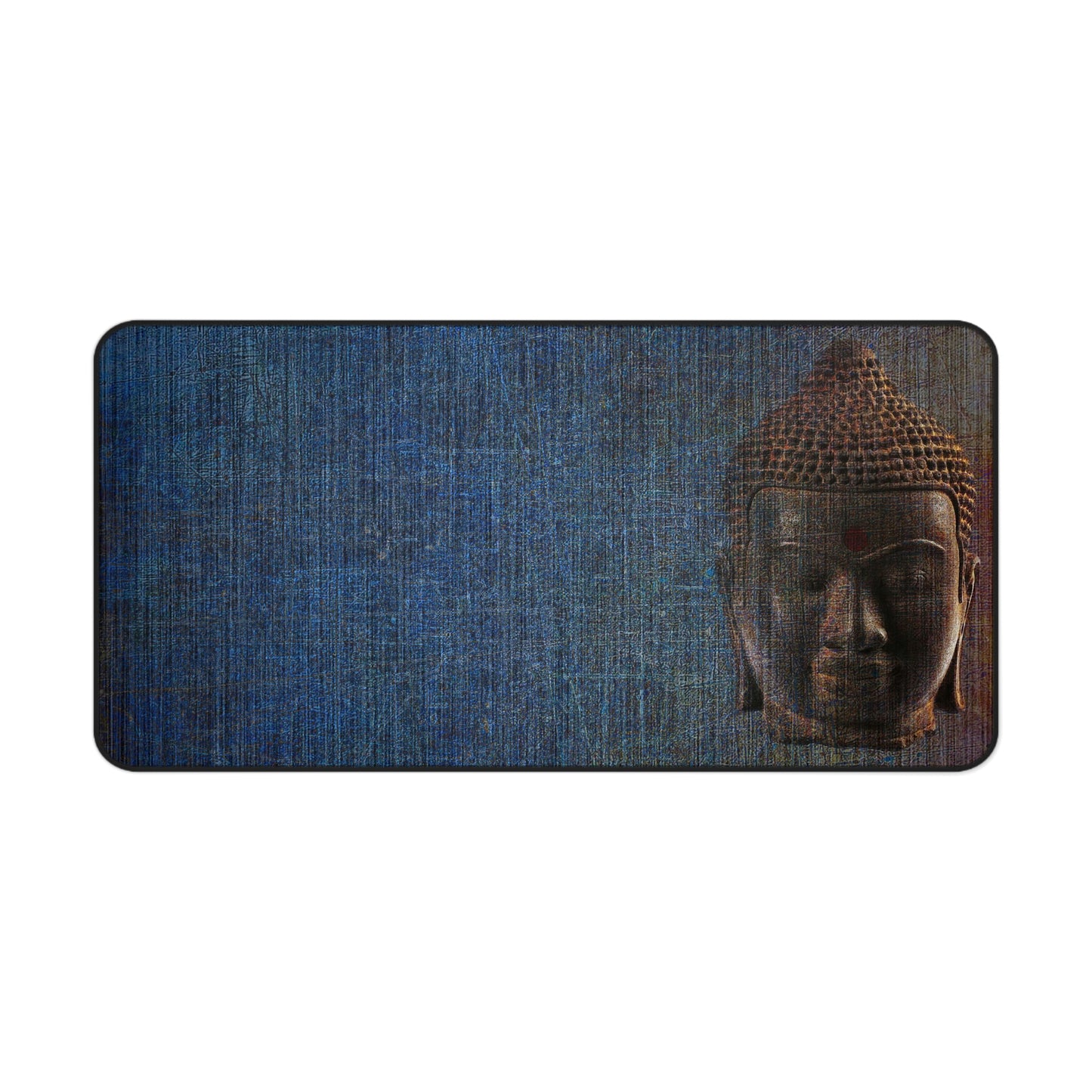 Buddha Themed Desk Accessories - Blue Buddha Head Neoprene Desk mat 15.5 by 31