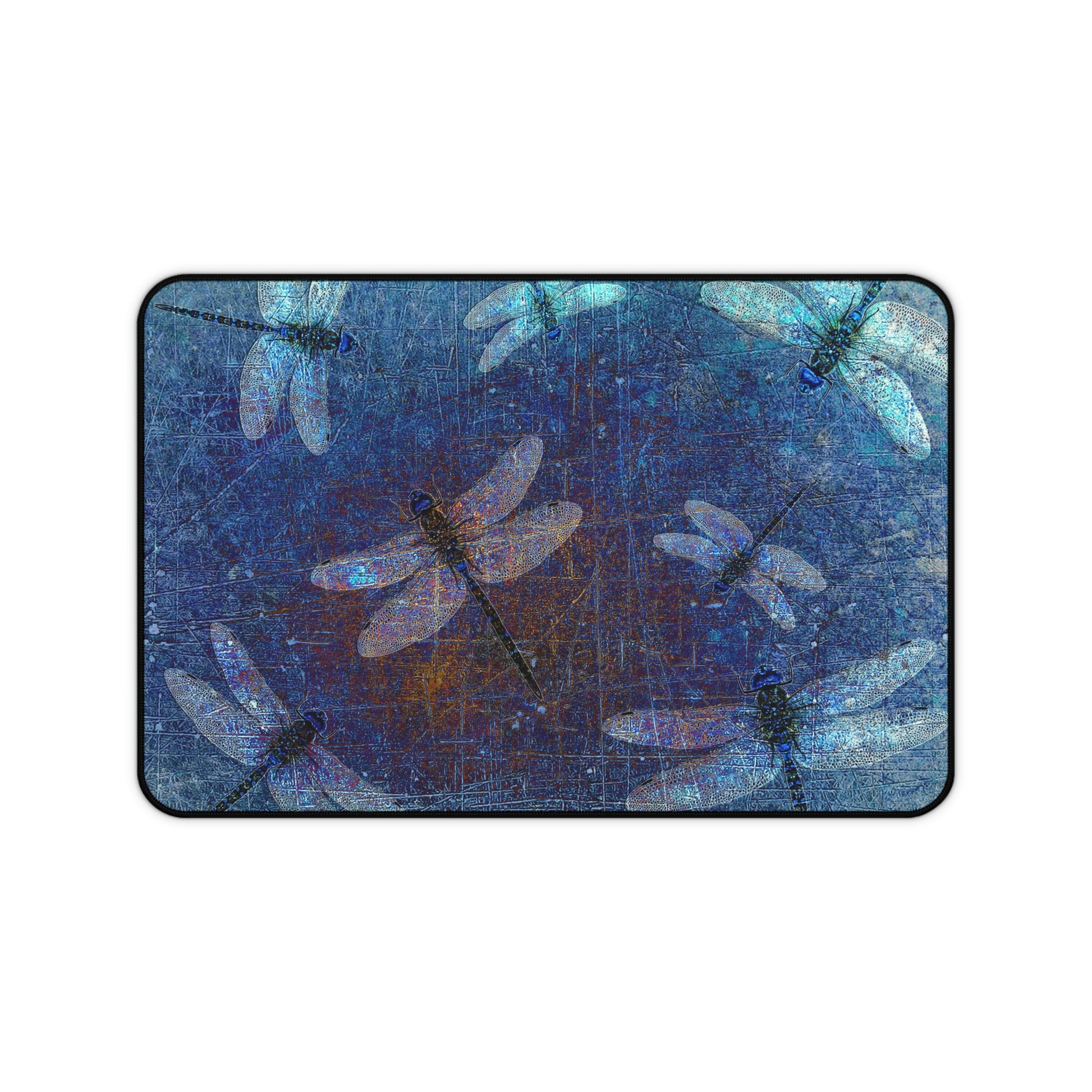 Dragonfly Desk Accessories - Flight of Dragonflies on Distressed Blue Background 12x18
