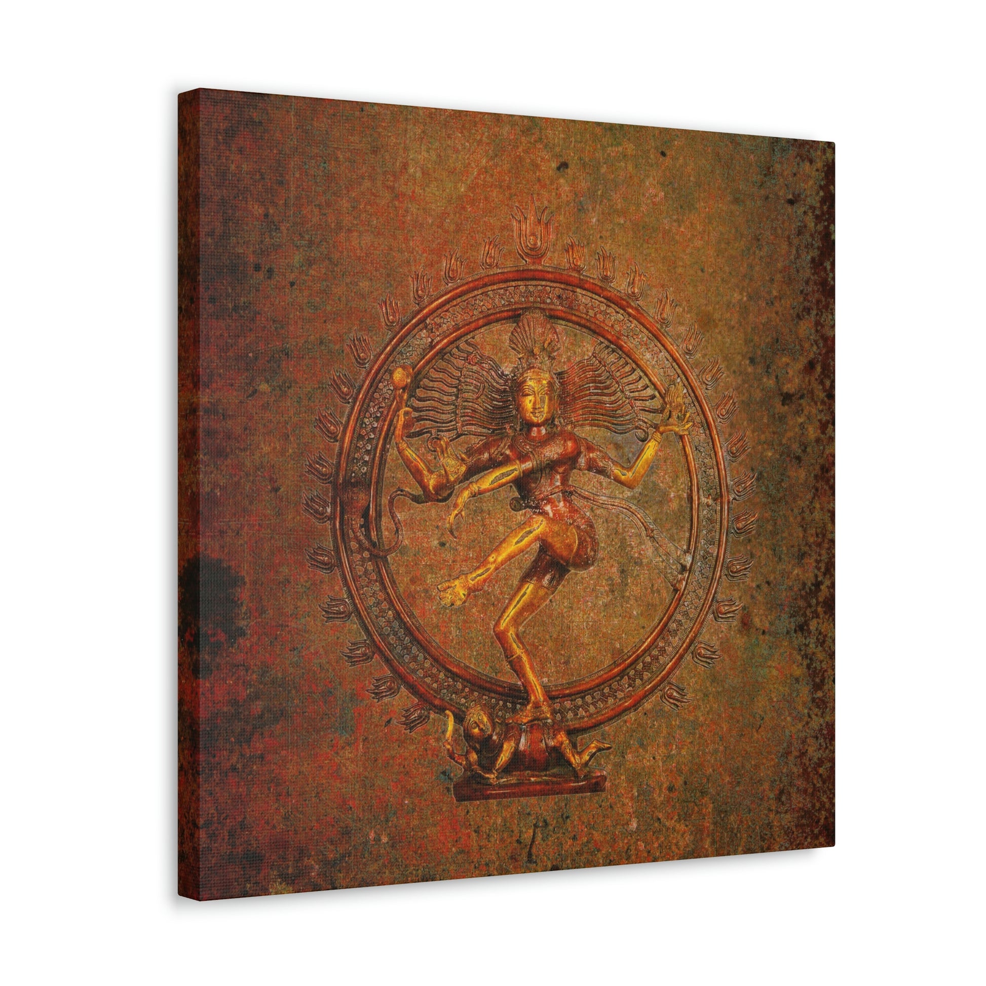 Shiva on a Distressed Background Print on Unframed Stretched Canvas side view