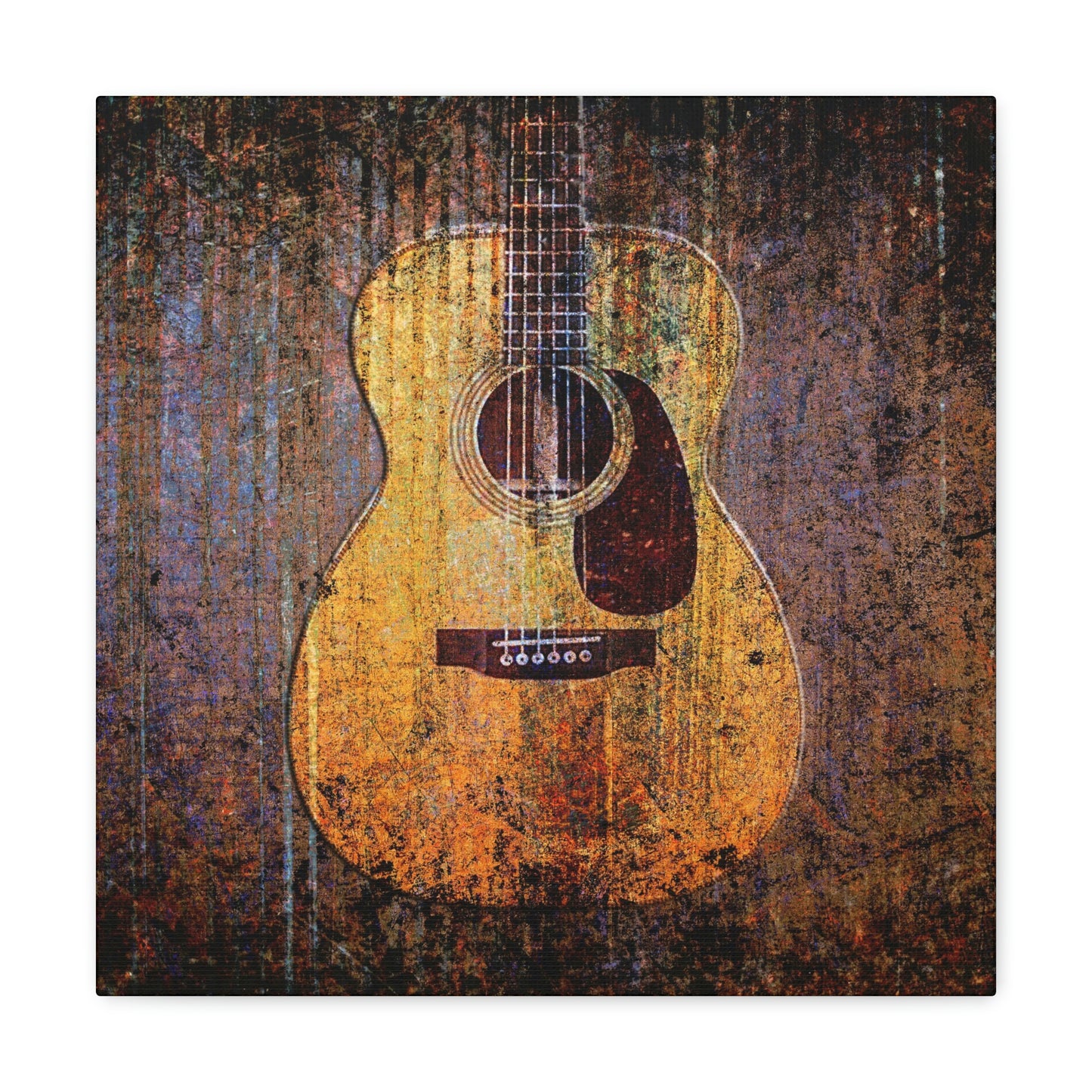 Gift for Guitarists and Musicians - Acoustic Guitar Print on Unframed Stretched Canvas