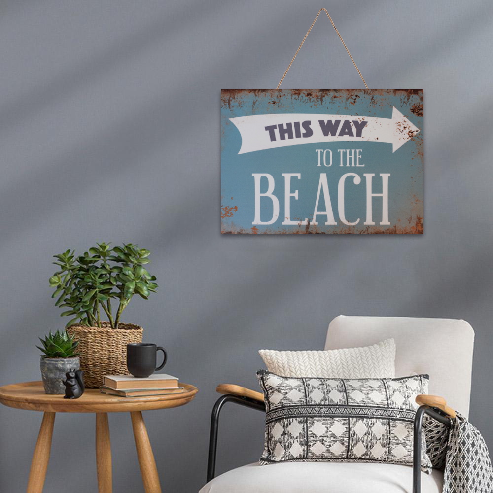 This Way to the Beach Print on Wood 14" x 10"
