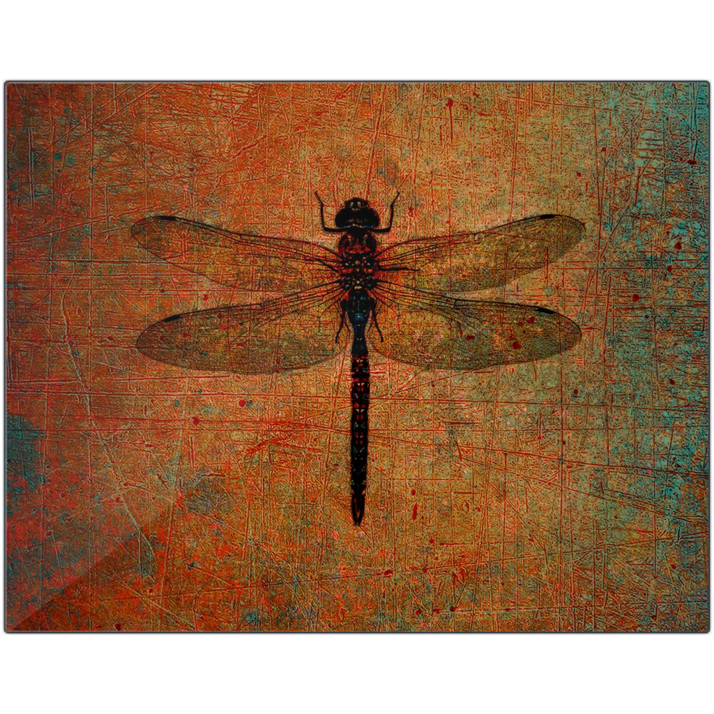 Dragonfly and Nature Themed Wall Art Dragonfly on Distressed Brown Background Printed on Rectangular Eco-Friendly Recycled Aluminum