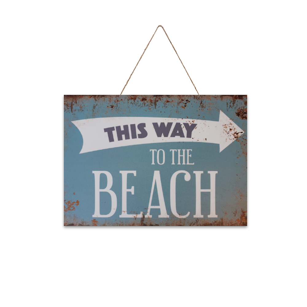 Beach House Decor - This Way to the Beach Print on Wood 14" x 10"