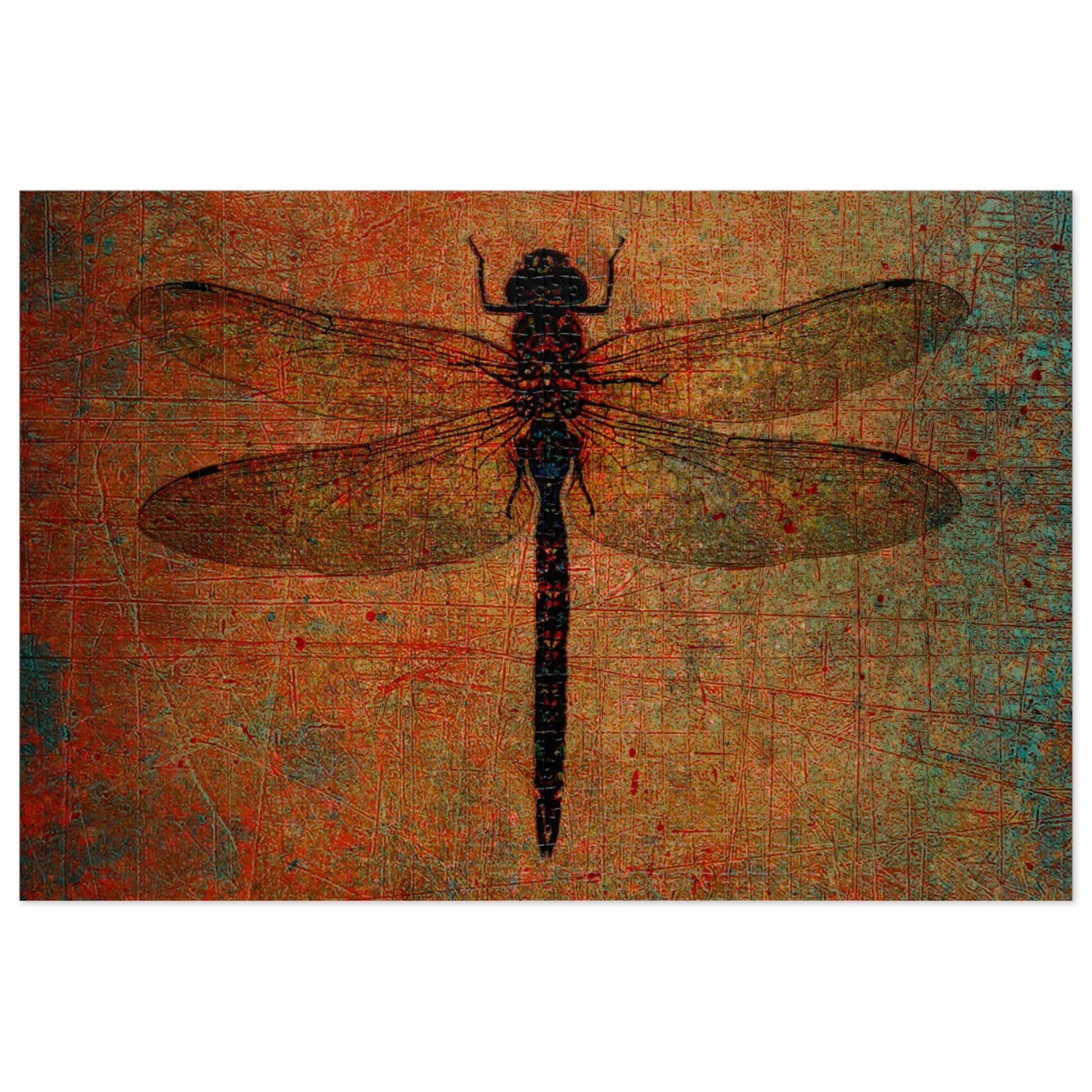 Dragonfly on Brown Stone Background Puzzle 1000 piece