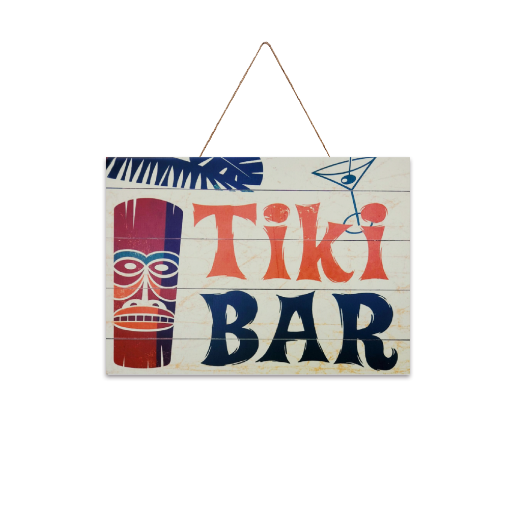 Aloha Tiki Bar Horizontal Print on Wood 14" x 10"