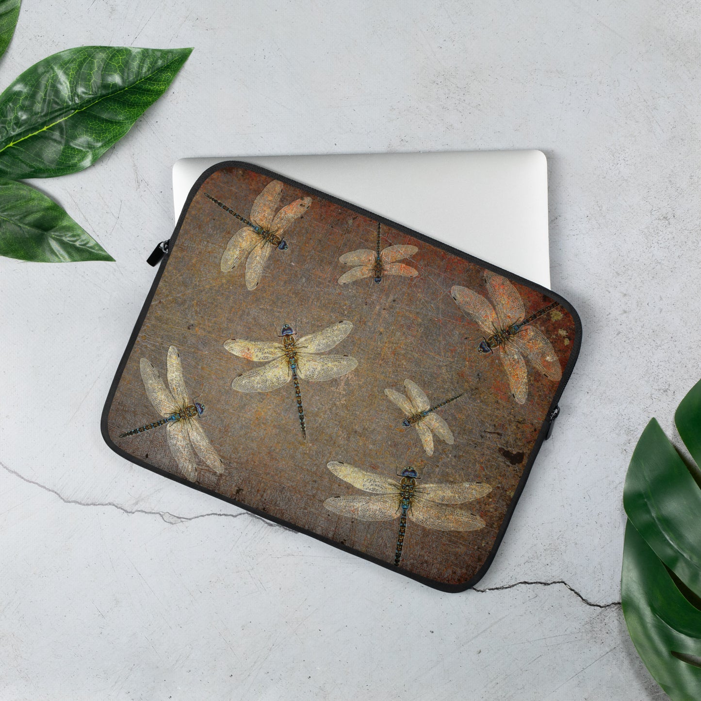 Swarm of Dragonflies on Distressed Background Laptop, Surface or MacBook Neoprene Sleeve 13 inches